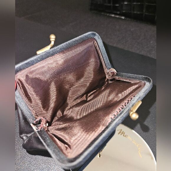 Vintage 1950's Escort Bag Black Croc Embossed Leather Small Tote - Picture 11 of 11